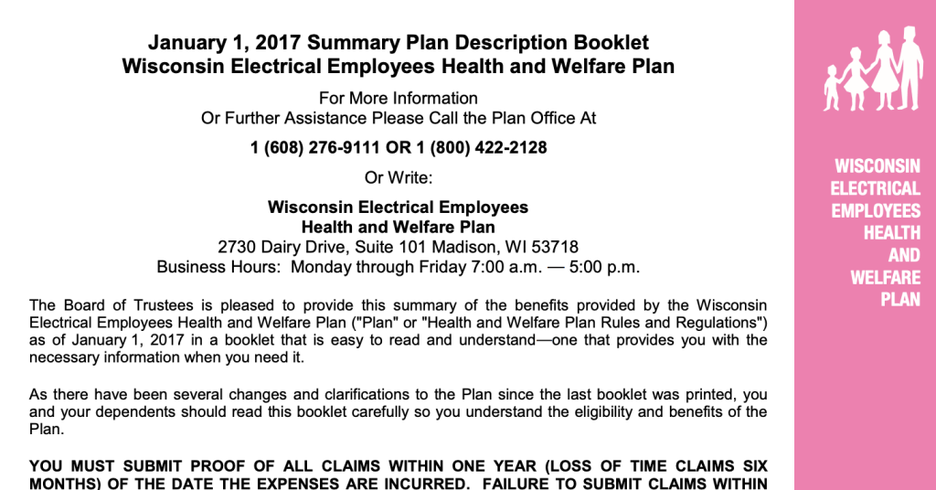 WEEBF Health & Welfare Plan Booklet